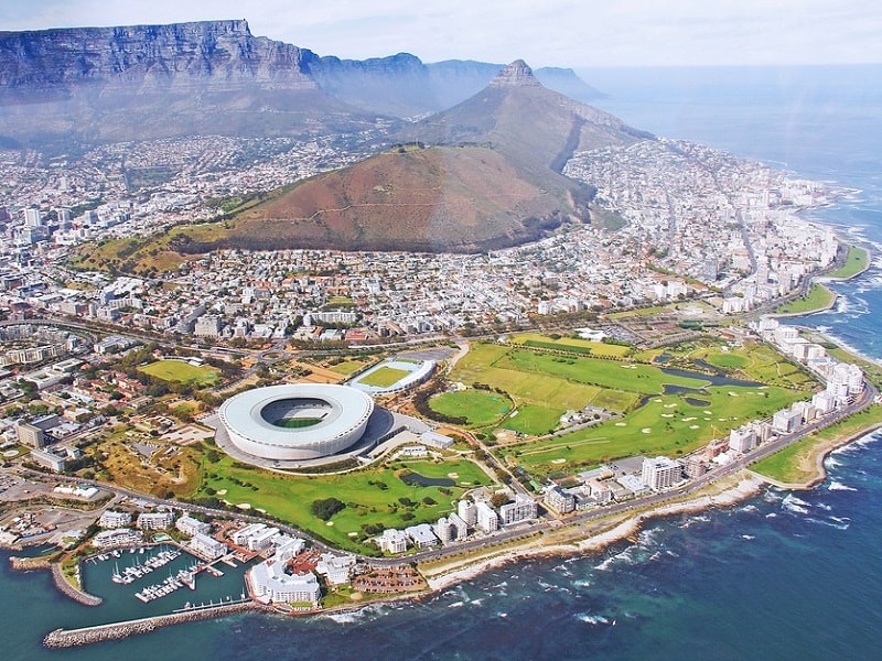 Cape Town shot taken from a helicopter.