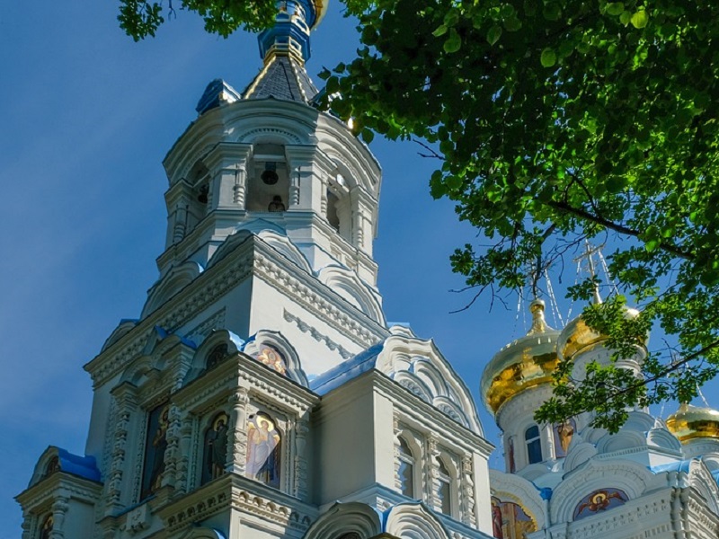 Image of an old, but beautiful Russian Orthodox Church in Karlovy Vary, Czech Republic